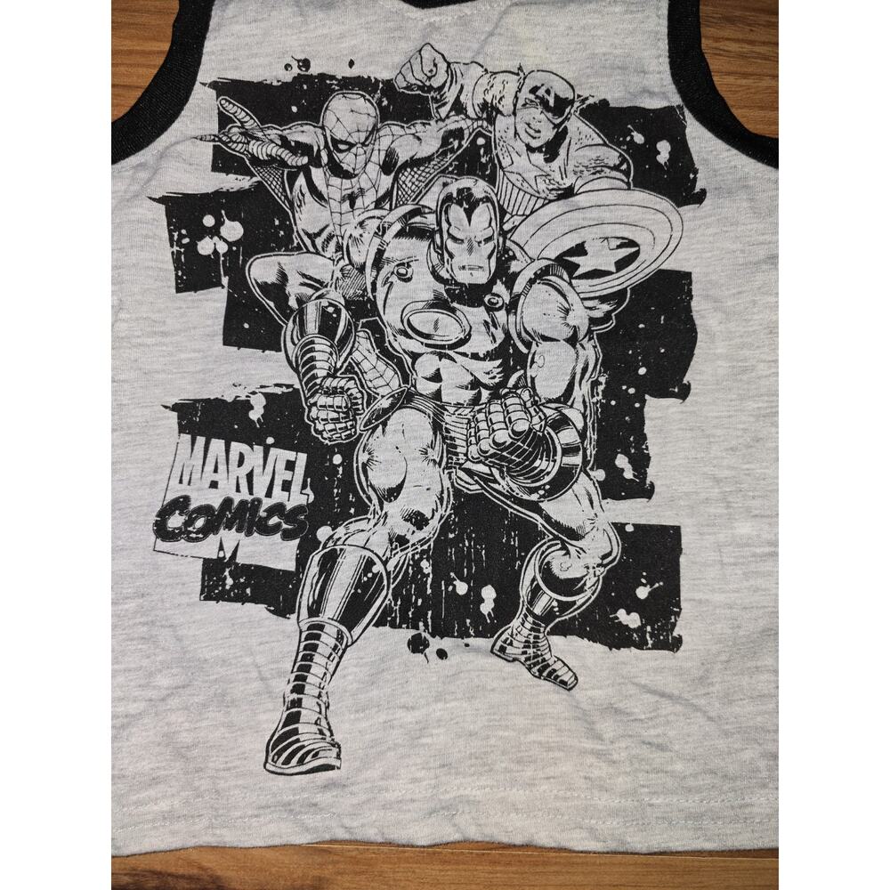 Marvel Comics Tshirt Boys Size 2t Sleevelss Summer Gray Black - Picture 2 of 5